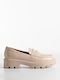 Lackleder Damen Loafers in Beige Farbe
