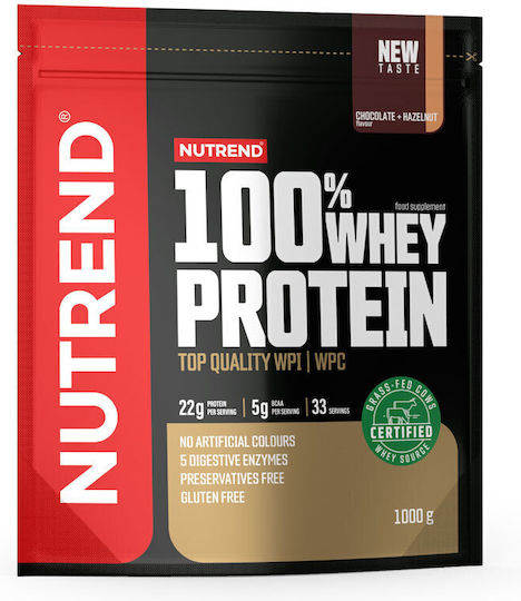 Nutrend 100% Whey Πρωτεΐνη Ορού Γάλακτος Χωρίς Γλουτένη με Γεύση Chocolate Hazelnut 1kg