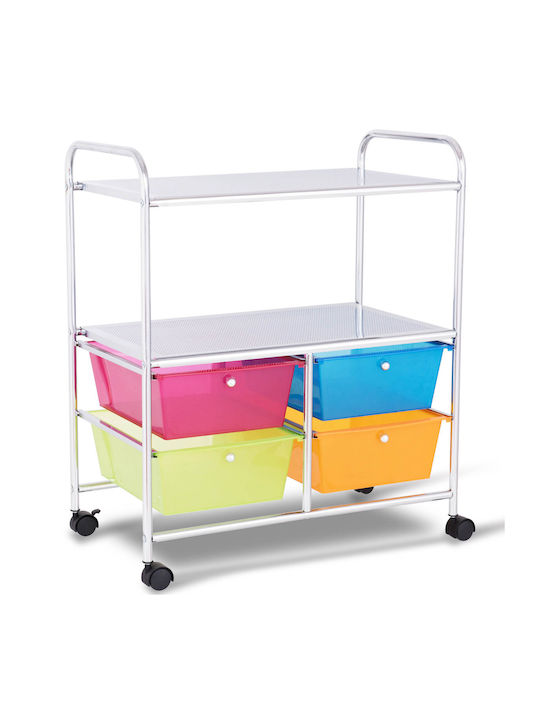Drawers Storage Made of Metal & Plastic with 4 Drawers L58.5xW37xH75cm