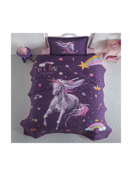 Clasy Home Kids Quilt Set Single with Pillowcase Rainbow 160cm