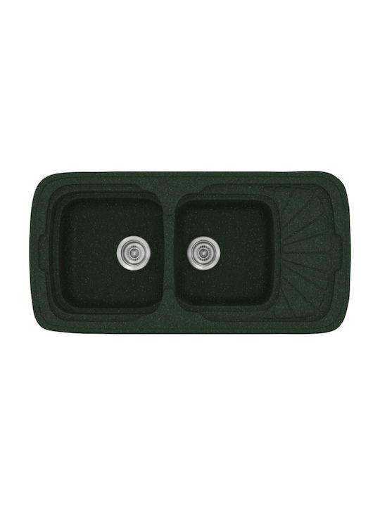 Sanitec Classic Drop-In Sink Synthetic Granite W96xD51cm Granite Green