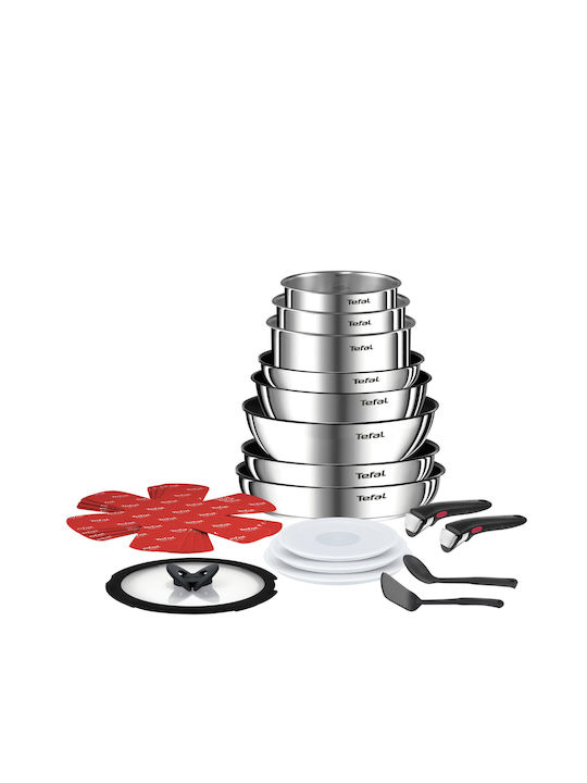 Tefal Ingenio Emotion Cookware Set of Stainless Steel with Non-stick Coating Silver 20pcs