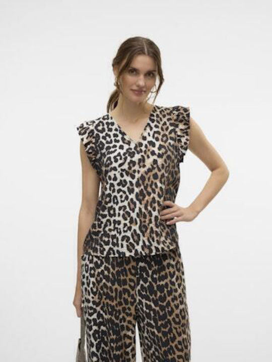 Vero Moda Women's Blouse with V Neckline Animal...