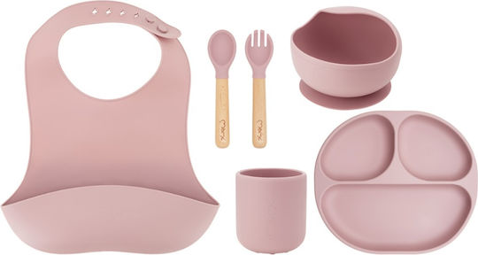 Momi Set Essgeschirr aus Silikon Rosa 6Stück