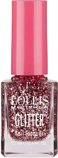 Lollis Beauty Make Up Glitter Βερνίκι Νυχιών Ροζ 151