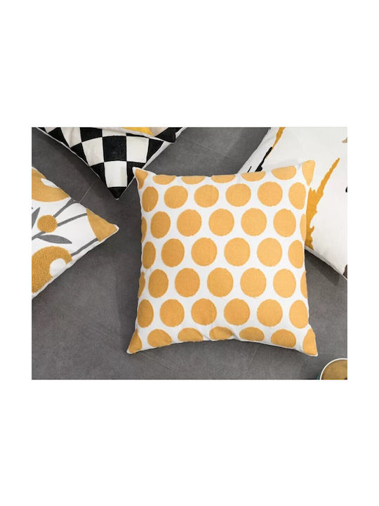 Lenjerii Deosebite Dekorativer Kissenbezug aus 100% Baumwolle Polka Dots 45x45cm