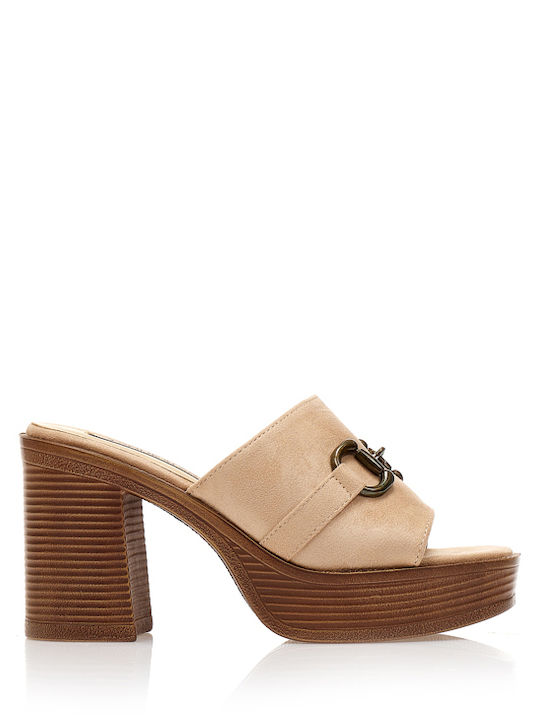Tsoukalas Suede Mules with Chunky High Heel in ...