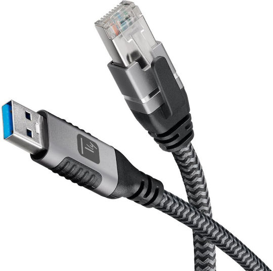 Techly Icoc U3a-rj45-075 Καλώδιο Usb 3.0 Male Ethernet Rj45 Male 7.5m