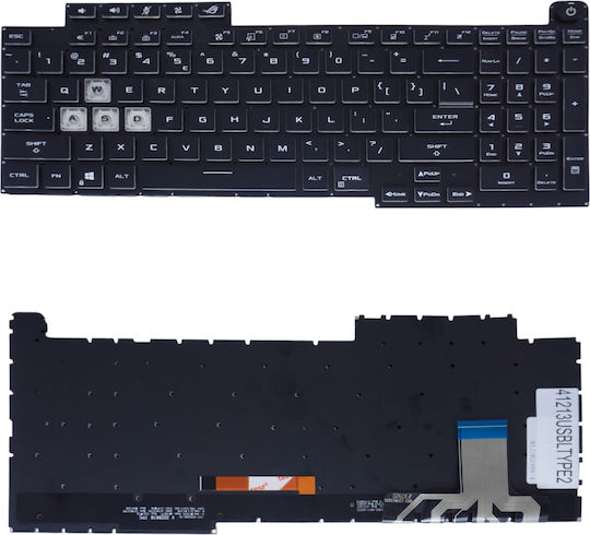 Laptop-Tastatur Asus Rog Strix G17 G713qr G713qm G713rc G713rs G713pi G713pv 0knr0-691dus00 0knr0-691duk00 6037b0237501 V202926fs1 V202961b US Ohne Rahmen 4-Zonen RGB-Hintergrundbeleuchtung Schwarz Code 41213usbltype2