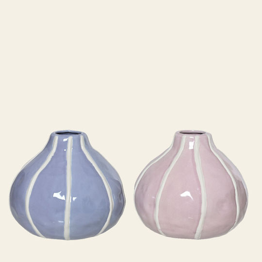 Beauty Home Porzellanvase Streifen 15,5 x 13,5 cm Lila