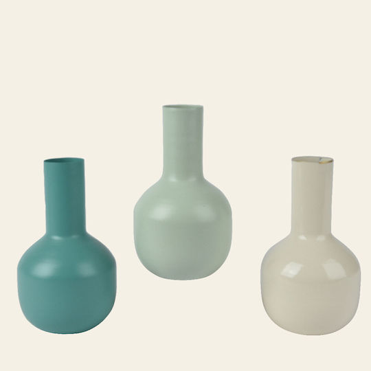 Beauty Home Βάζο Μεταλλικό 10 X 19 Cm Βεραμάν