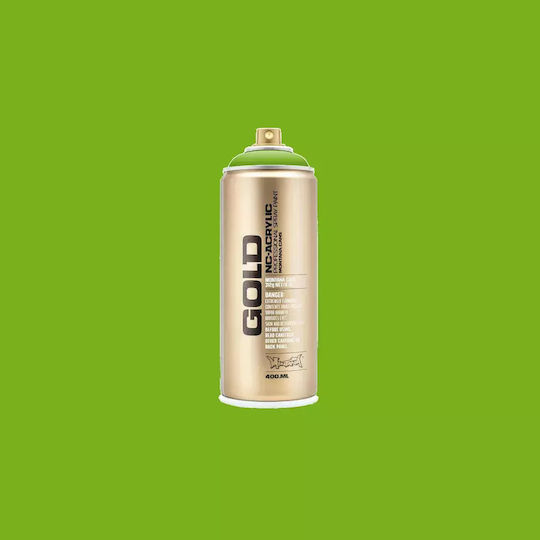 Montana Cans Spray Paint Acrylic with Metallic Effect Gold G6040 Lawn Green 400ml