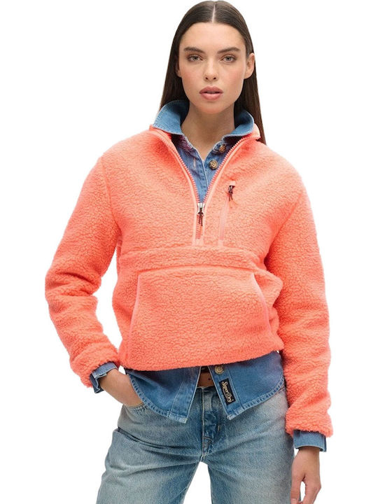 Χειμερινή Γυναικεία Fleece Μπλούζα Πεζοπορίας με Φερμουάρ Pastel Line Coral