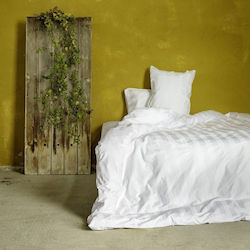 Ξενοδοχειακό Σεντόνι 280x280 4,5cm Striped 100% Βαμβακοσατέν 300tc Nima Hotelling Λευκό 280x280