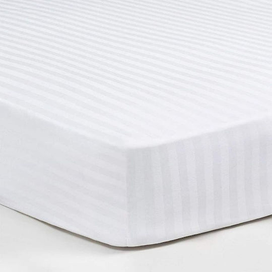 Σεντόνι Ξενοδοχειακό Σατέν Ριγέ 80%cotton-20%pes Περκάλι 220tc 100x200+40 Λάστιχο