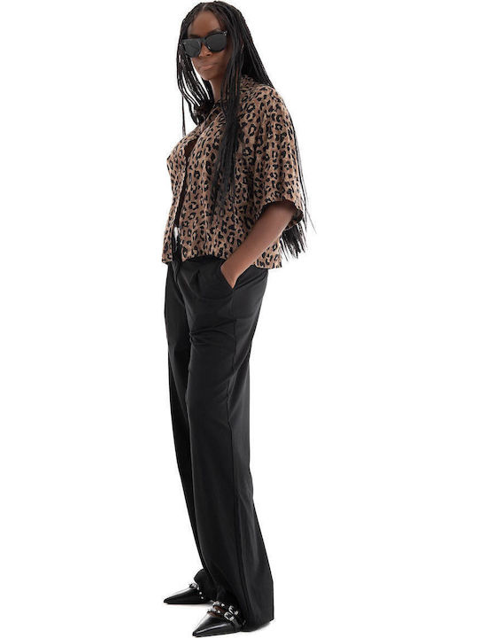 Wide Dama Tesatura Pantaloni cu Croială Largă Black