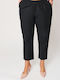 Women's Fabric Trousers with Elastic Carrot Fit Black