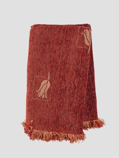Sunshine Tulip Sofa Throw 2 Seater Chenille 180x240cm Tulip Red