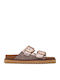 Leather Women's Flat Sandals Flatforms in Silver Color