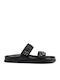 Effie Leather Women's Flat Sandals Black