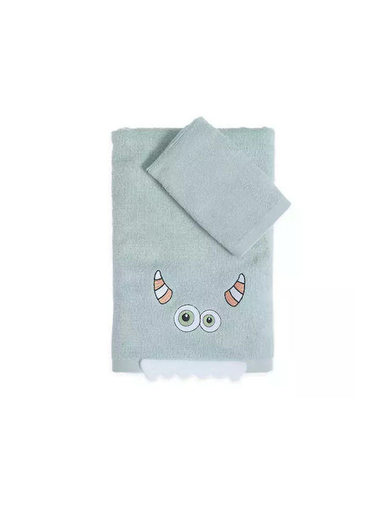 Nef-Nef Homeware Set de prosoape pentru copii 2pcs BAMB ALPHABET MONSTER Verzi De greutate 420gr/m²
