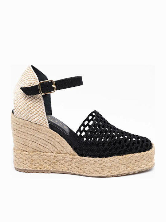 Women's Suede Platform Espadrilles Black