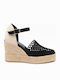 Women's Suede Platform Espadrilles Black