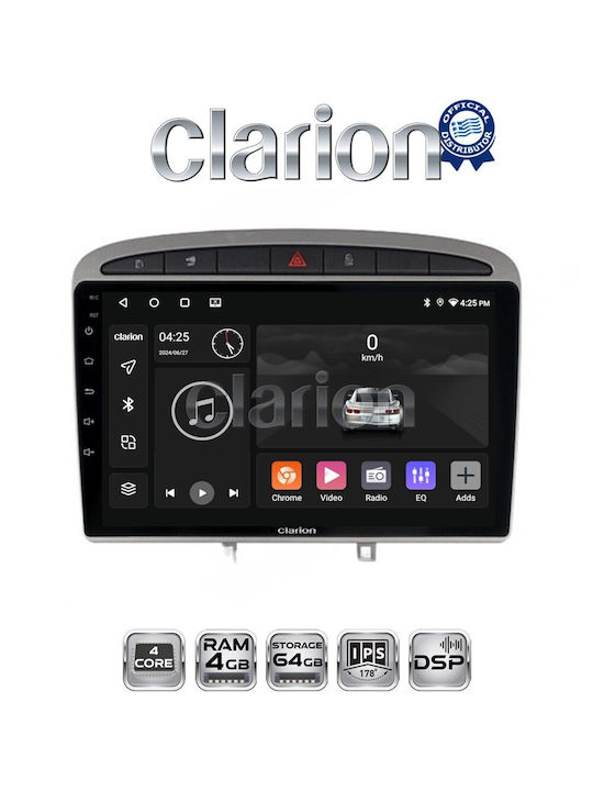 Clarion Car Audio System for Peugeot 308 2007 > 2012 (Bluetooth/USB/WiFi/GPS/Apple-Carplay/Android-Auto)