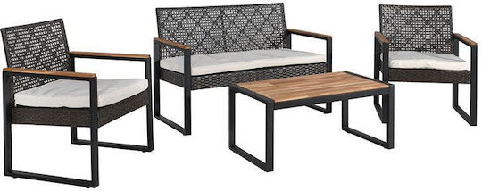 Set Camera De Zi Pentru Exterior Sesilia 4 Sloturi Negru Cu Perne