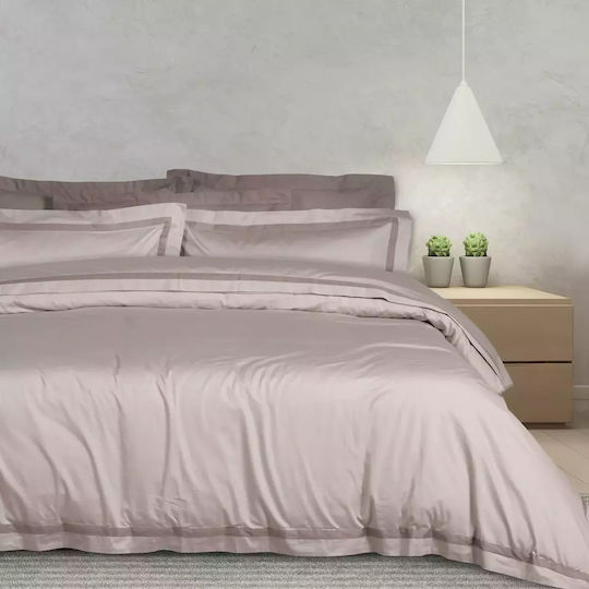Das Home Set Duvet Cover Executive 1700 Cotton Satin 220x240cm Super King with 2 Pillowcases Taupe