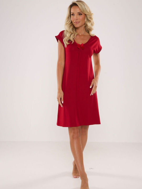 De Lafense Winter Women's Nightdress Burgundy