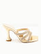 Stoff Sandalen mit Strass Gold