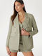 Guess Long Women's Double Breasted Blazer Light Green