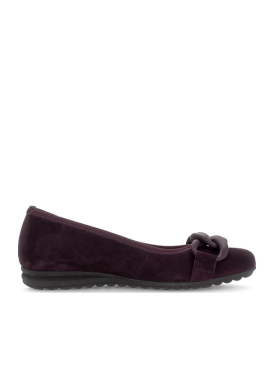 Gabor Anatomic Leather Ballerinas Burgundy