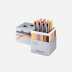Set de 12 Markere cu Apă Karin Realbrush Pro Culori pentru Piele