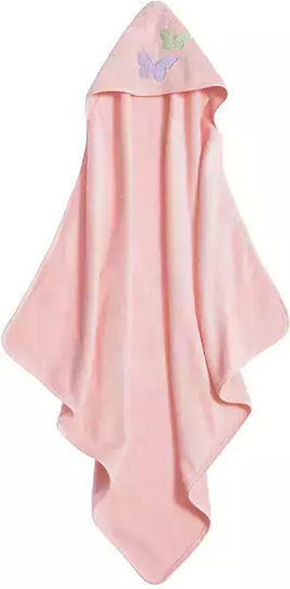 Nef-Nef Homeware Baby Hooded Towel Wings Of Joy Pink 75x75cm