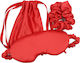 JFashion Silk Travel Set Mask and Scrunchy with Carrying Case Red
