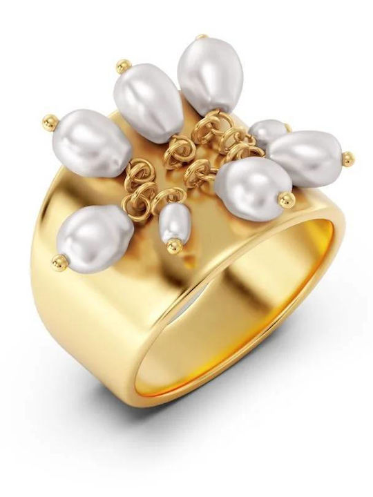 Edblad Damen Ring mit Perlen aus Stahl Vergoldet