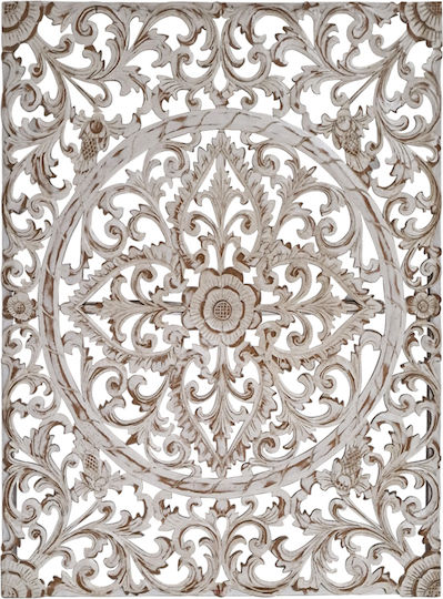 Artekko Mirroki Дървен резбован декоративен панел за стена с бяла патина 100x100x4 см 730-3243 Artekko Mirroki Дървен резбован декоративен панел за стена с бяла патина 100x100x4 см 730-3243