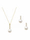 Polytimo Set with Necklace & Earrings from Gold 14K with Stones and Pearls