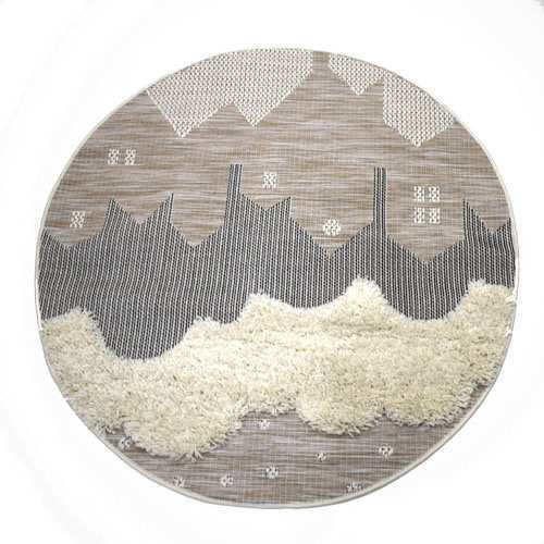 Kids Rug Bej Round with Diameter 120cm Kids Rug Bej Round with Diameter 120cm