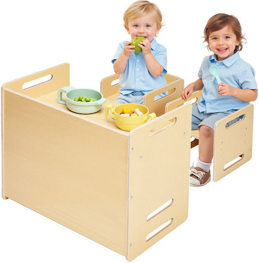 Kids Table and Chairs Set Beige Vevor