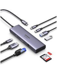 Ugreen CM498 USB-C Докинг станция с HDMI 4K PD Етърнет Ugreen CM498 USB-C Докинг станция с HDMI 4K PD Етърнет