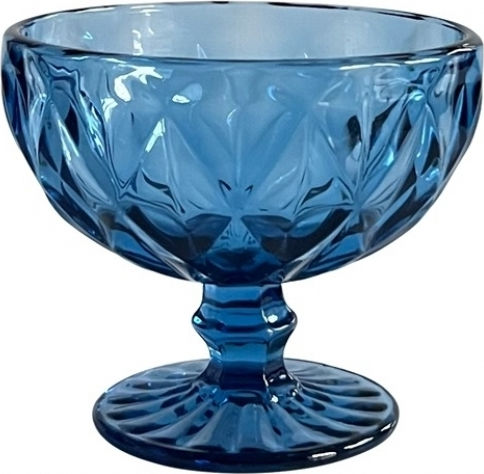 Ready 36cl Ice Cream Serving Bowl Round Glass Blue with Diameter 12.2cm 12pcs