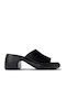 Leather Mules with Chunky High Heel in Black Color