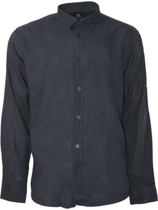 Long-sleeved Linen Shirt Gray
