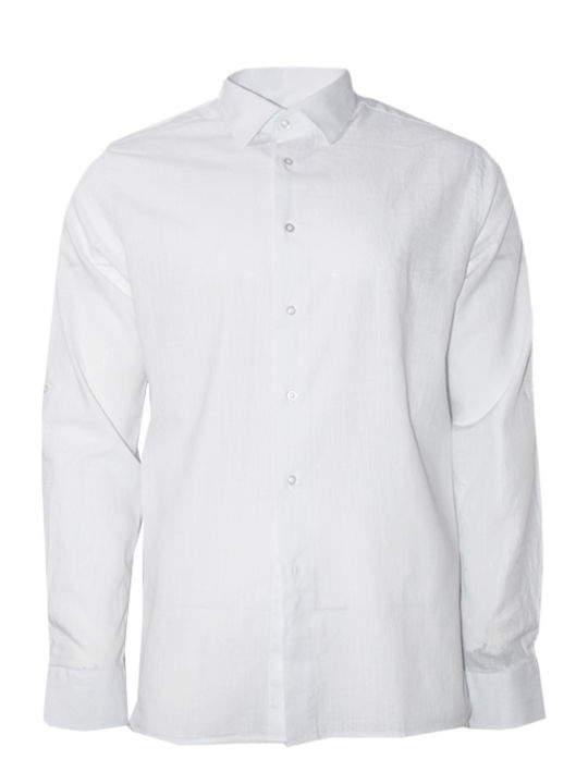 Long-sleeved Linen Shirt White