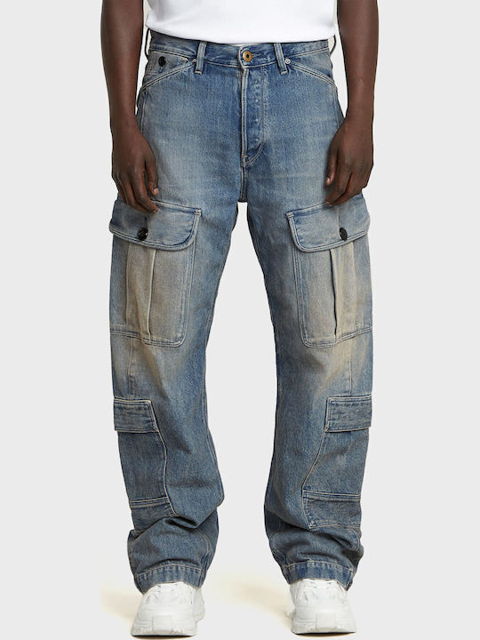 Men's Jeans Pants Cargo with Loose Fit Medium Aged Denim