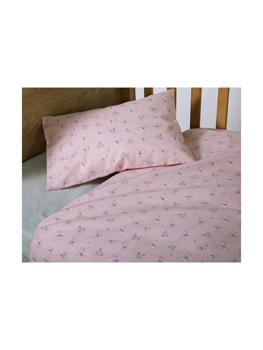 Nef-Nef Homeware Wings Of Joy Baby Sheets Set Crib Cotton Pink 170x120cm 3pcs
