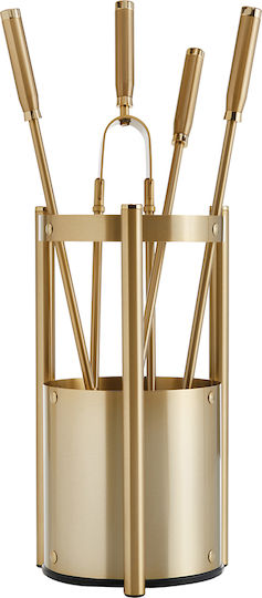 Zogometal Fireplace Tool Set with Bucket matte beige